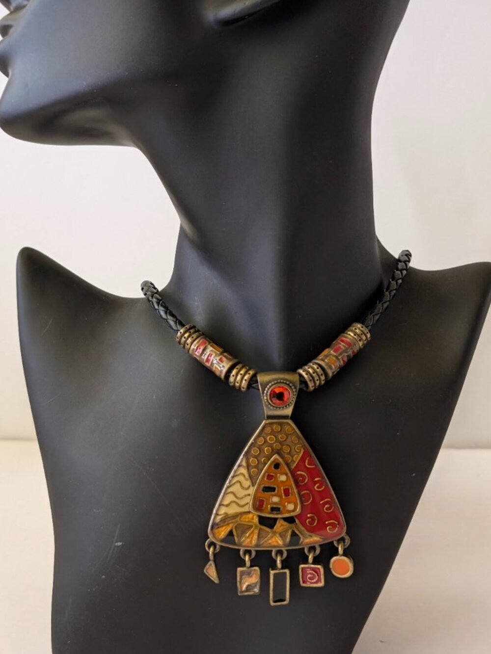 Chico's Vintage Y2K Boho Tribal Folk Art Enamel Statement Necklace
